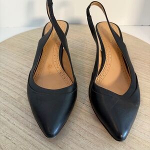 Brooks Brothers Women’s Slingback Heels Black Leather Pointed Toe Size 8.5